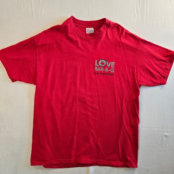 Love BBQ T Shirt Hanes Beefy T Adult XL Red Graphic Tee Love is Hot Ribs Cookout - Picture 8 of 10